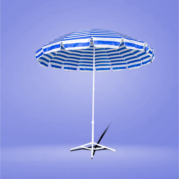 Blue White Outdoor Umbrella with Stand